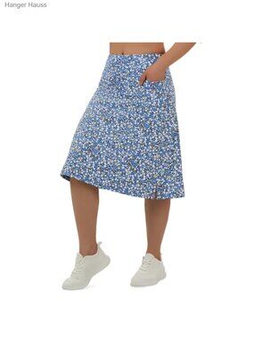 Women's Midi Skort with Pockets 24" Modest Athletic Skirt Built-in Shorts